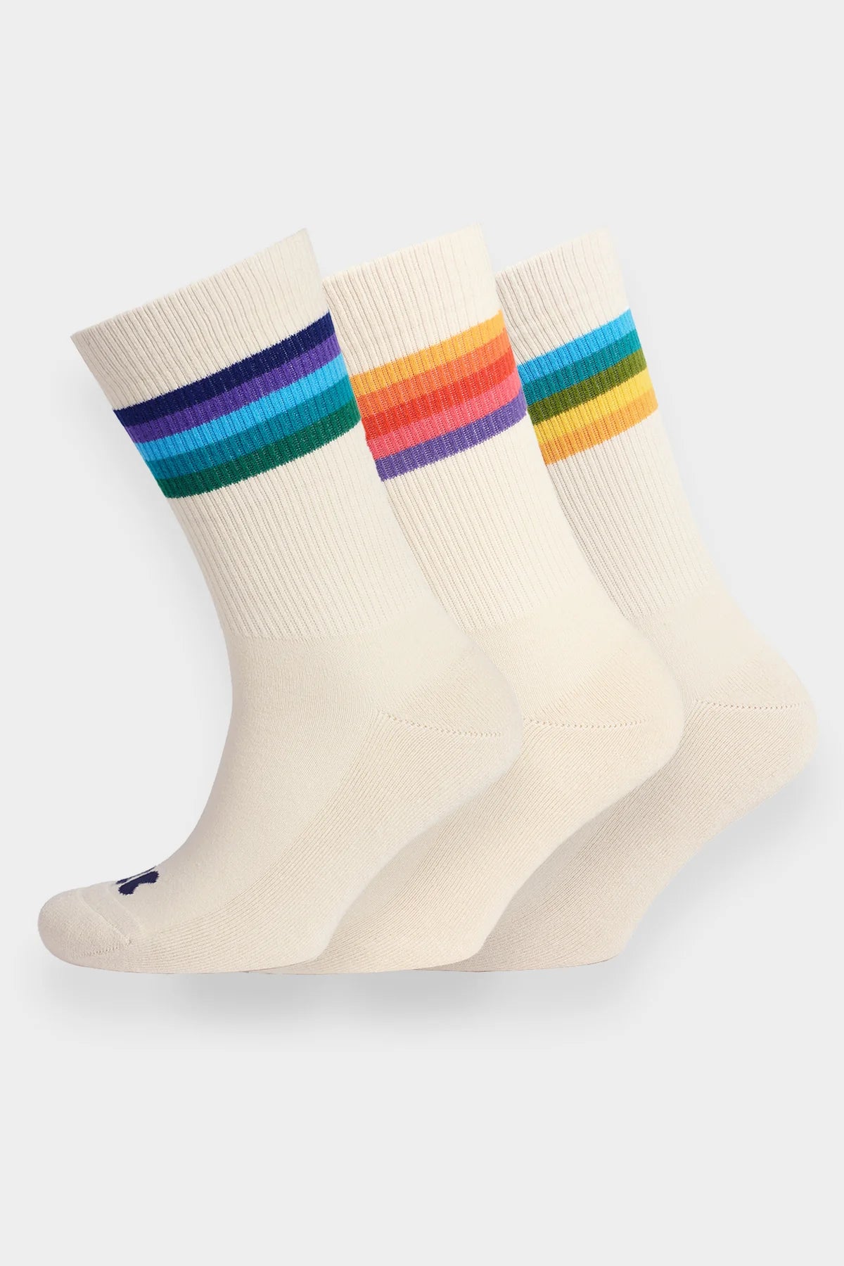 Sports Cotton Sock Calf 3 Pack - Ecru/Rainbow
