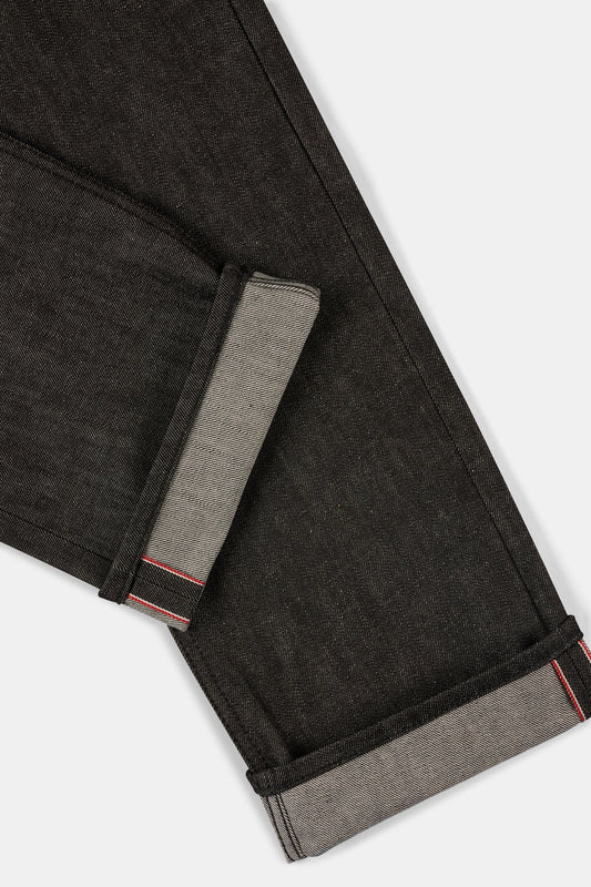 Barry Slim Selvedge Denim Five Pocket Jeans - Black Raw Denim