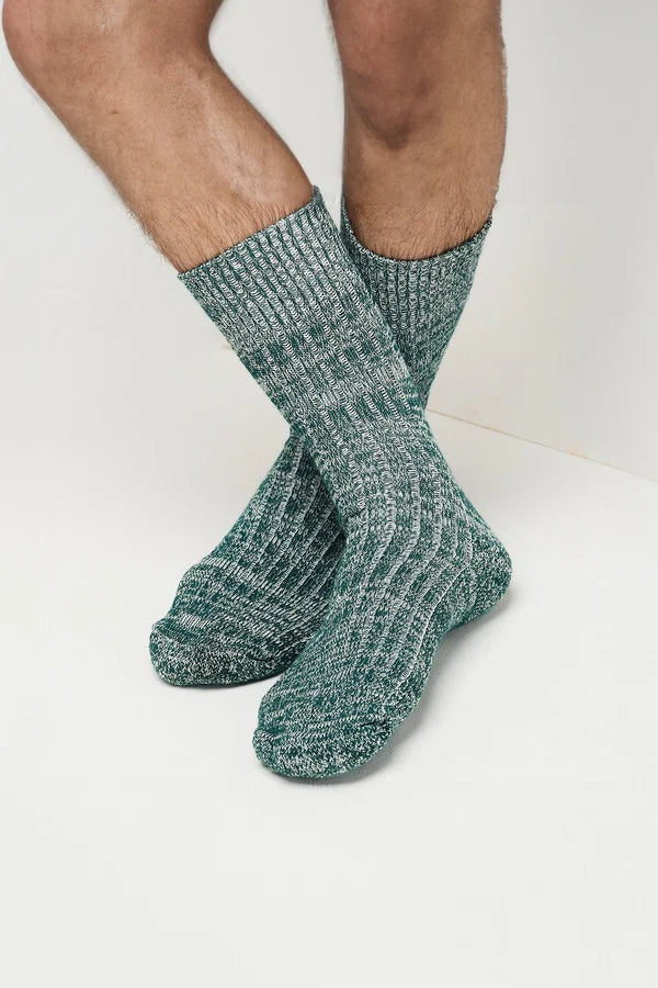 Cushioned Cotton Walking Sock - Seaweed/White