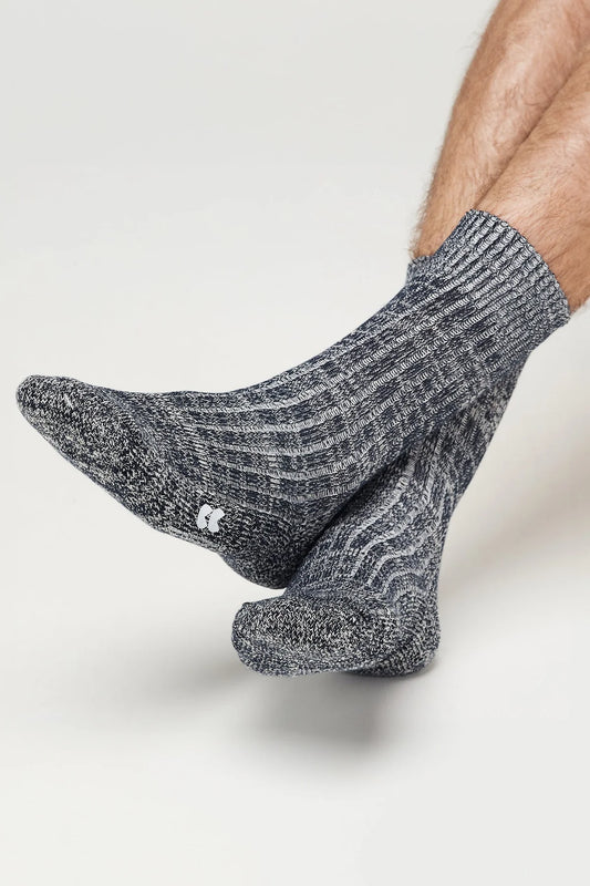 Cushioned Cotton Walking Sock - Slate Grey/White