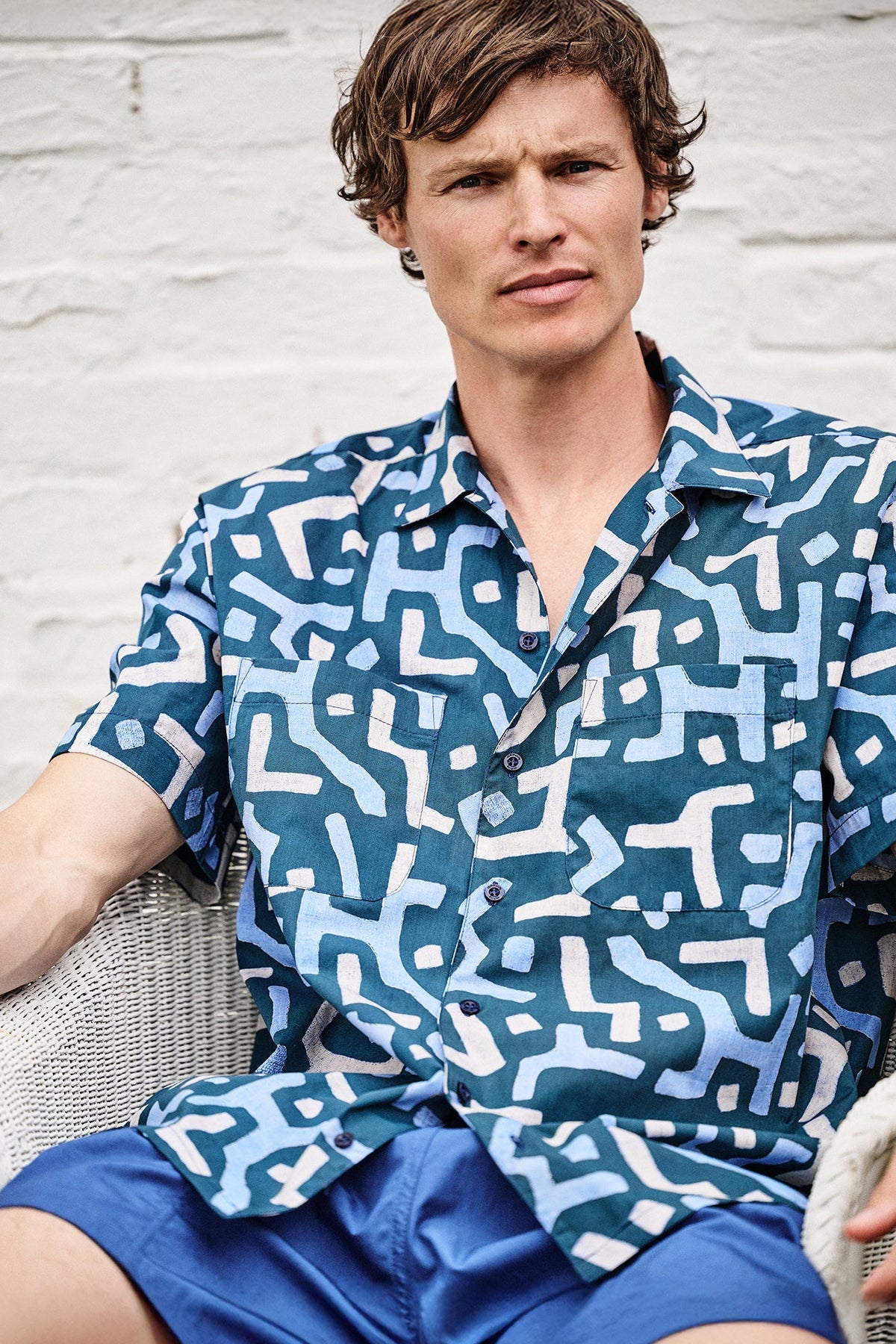 Marc Bowling Shirt - Blue Kuba Print