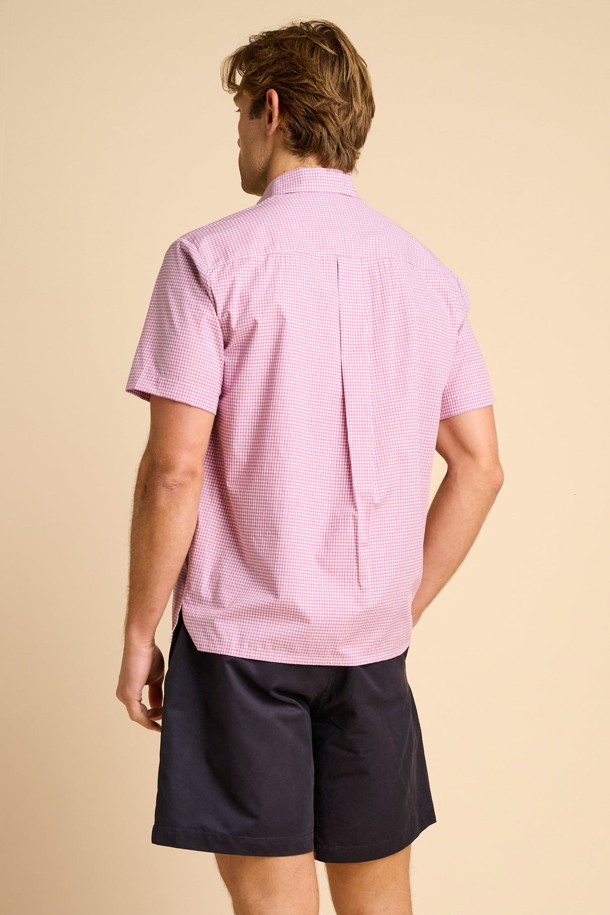 Ralph Short Sleeve Button-Down Shirt - Pink Check