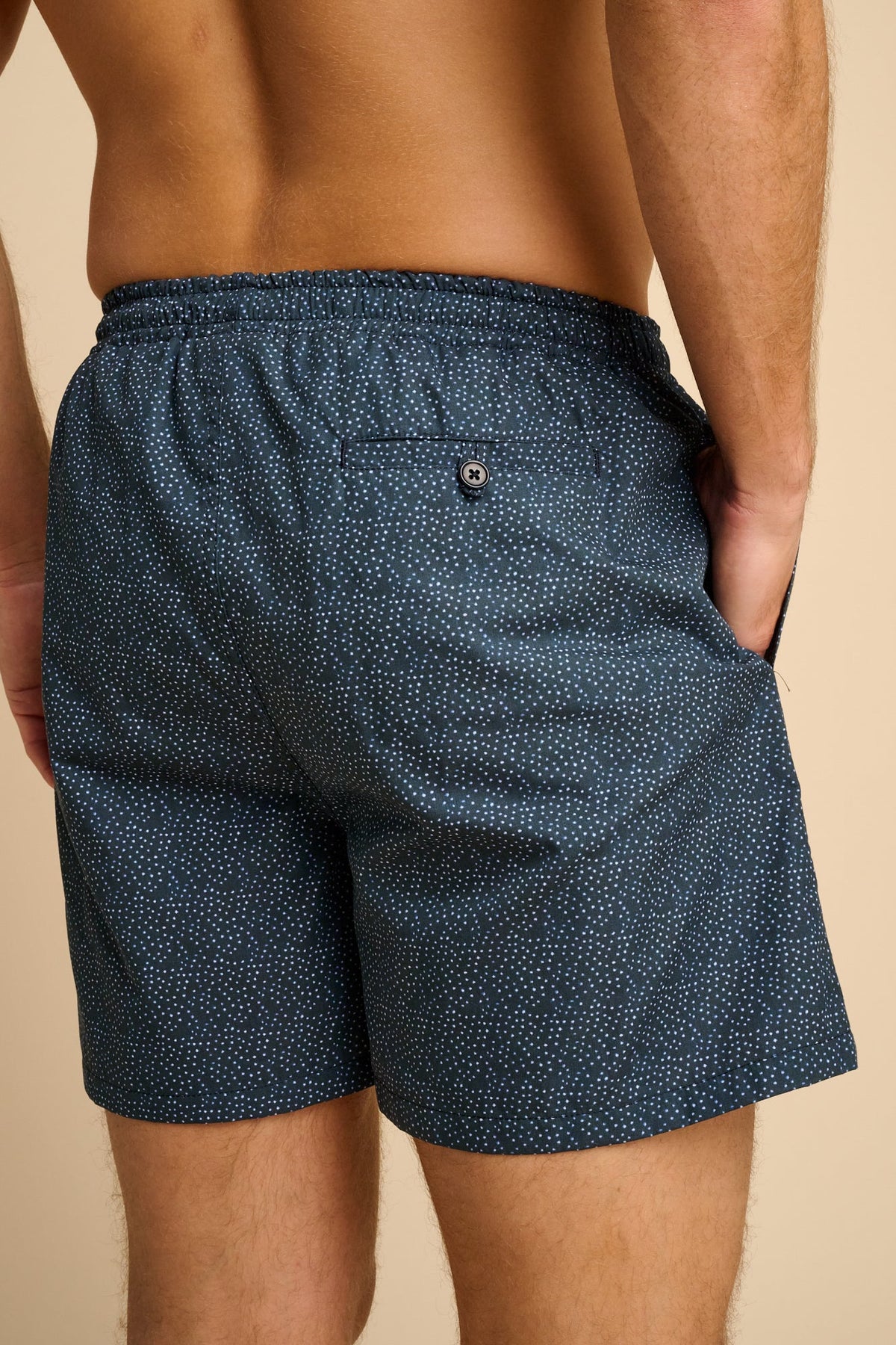 Wilkie Polka Dot Print Swim Short - Navy/Bone