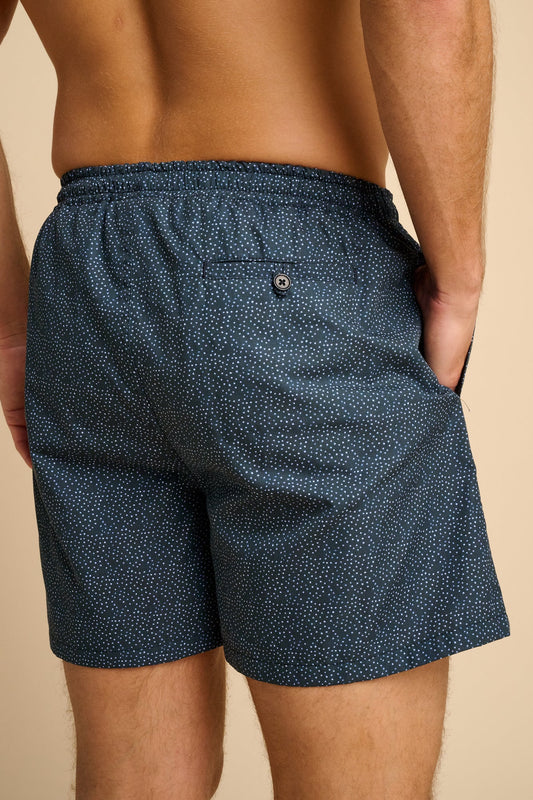 Wilkie Polka Dot Print Swim Short - Navy/Bone