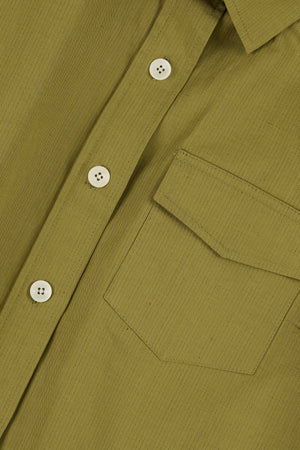 Penny Cropped Shirt Cotton Hemp - Light Olive