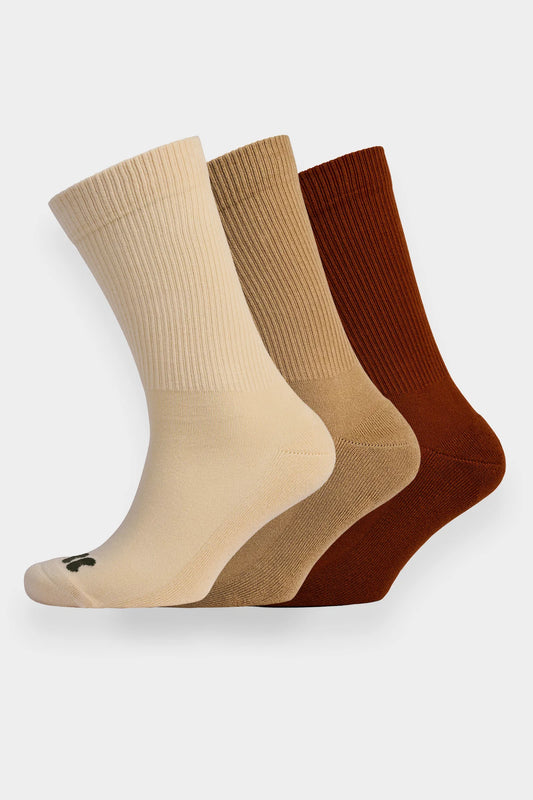Sports Cotton Socks Calf Mixed Pack - Ecru/Beige/Cinnamon