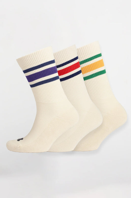 Sports Cotton Sock Calf 3 Pack - Ecru/Multi
